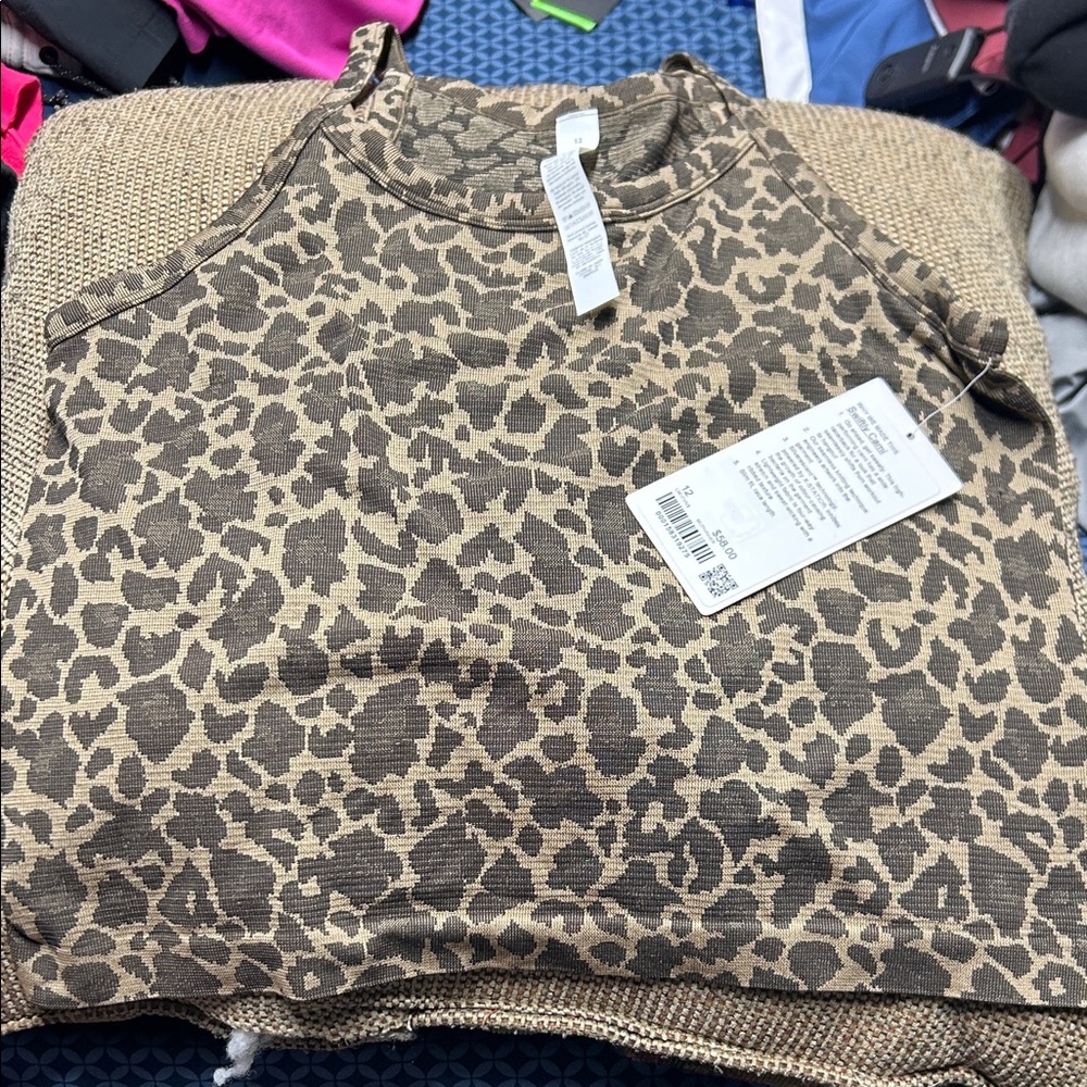 lululemon athletica Leopard Print Crop Top in Brown and Tan